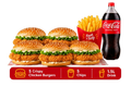 Five-Burger Feast with Fries and Cola