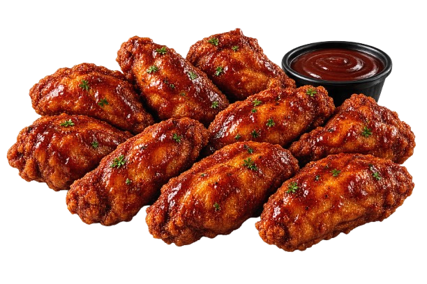 10 Glossy BBQ Chicken Wings with Dipping Sauce
