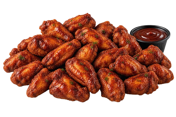 20 Glossy BBQ Chicken Wings with Dipping Sauce